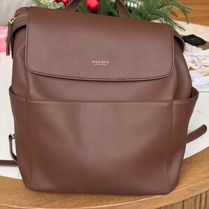 Mina Baie Brown Vegan Leather Diaper Backpack